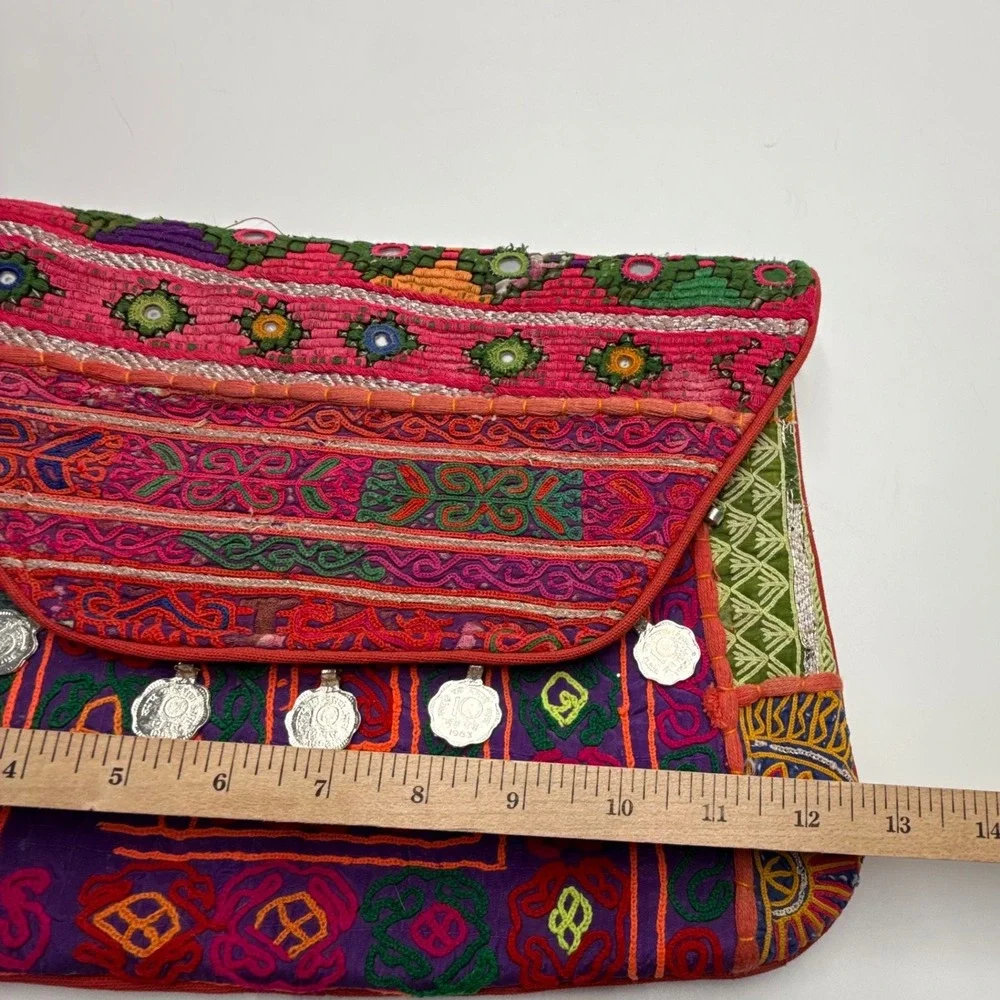 Vintage Banjara Tribal Embroidered Crossbody Bag Indian Mirror Work Coin‎ Boho